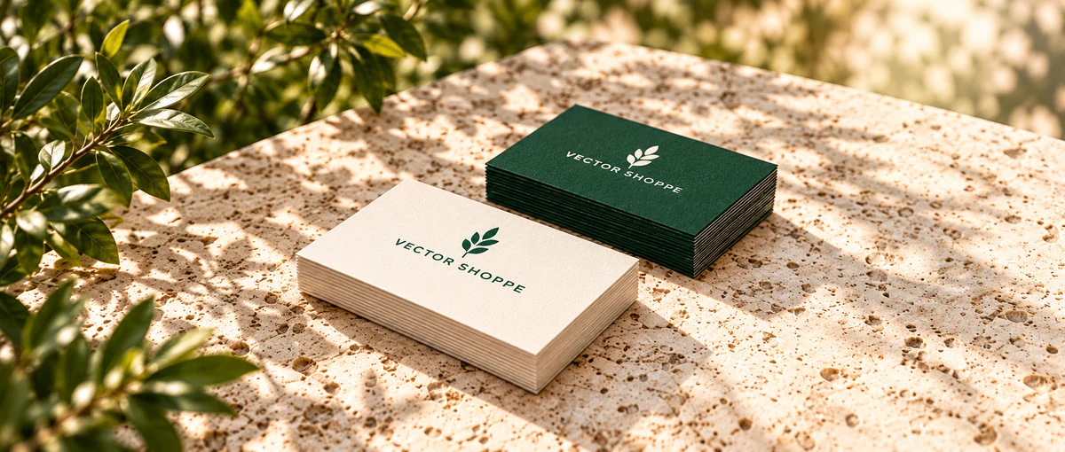A small collection of Vector Shoppe business cards