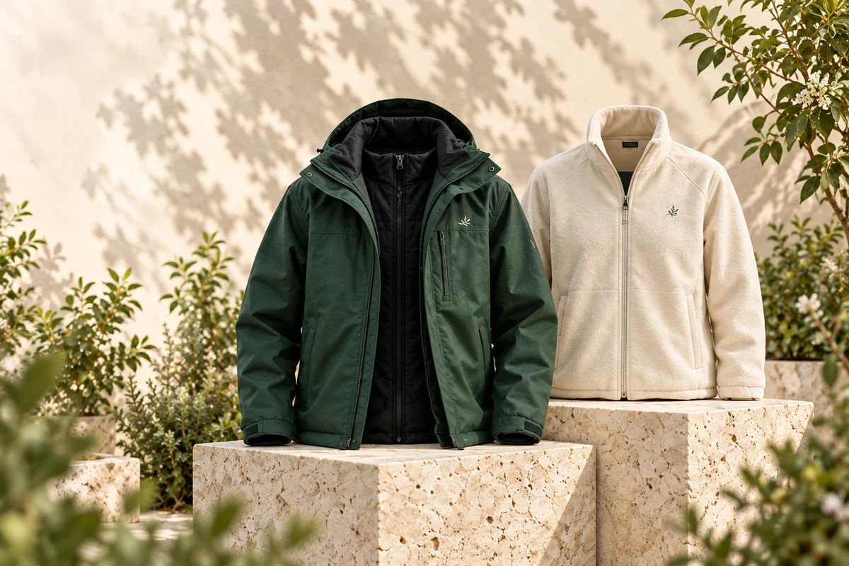3-in-1 Jackets in forest green and cream