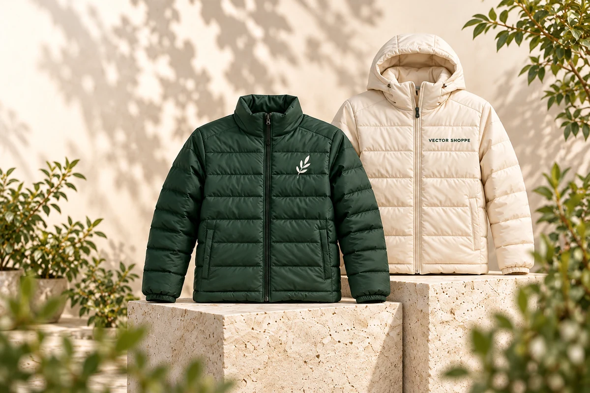 Insulated Jackets in forest green and cream