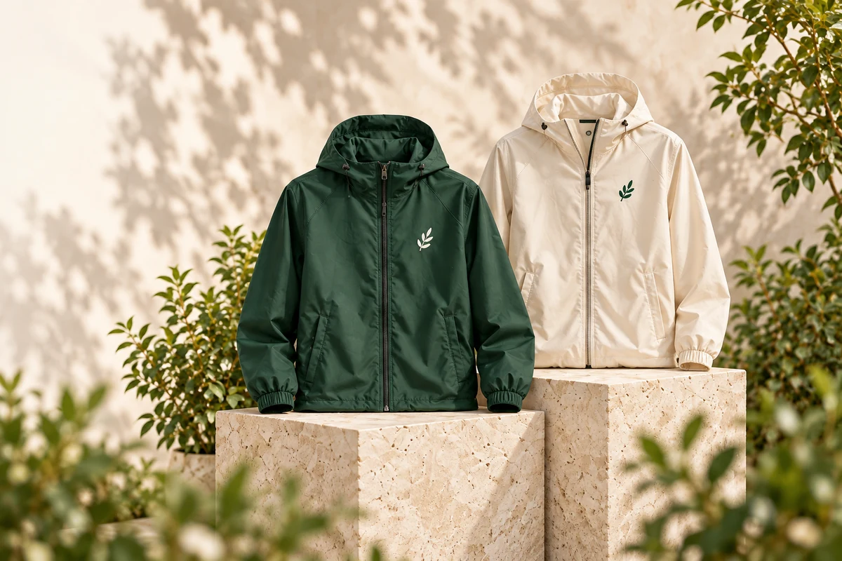 Lightweight Jackets in forest green and cream