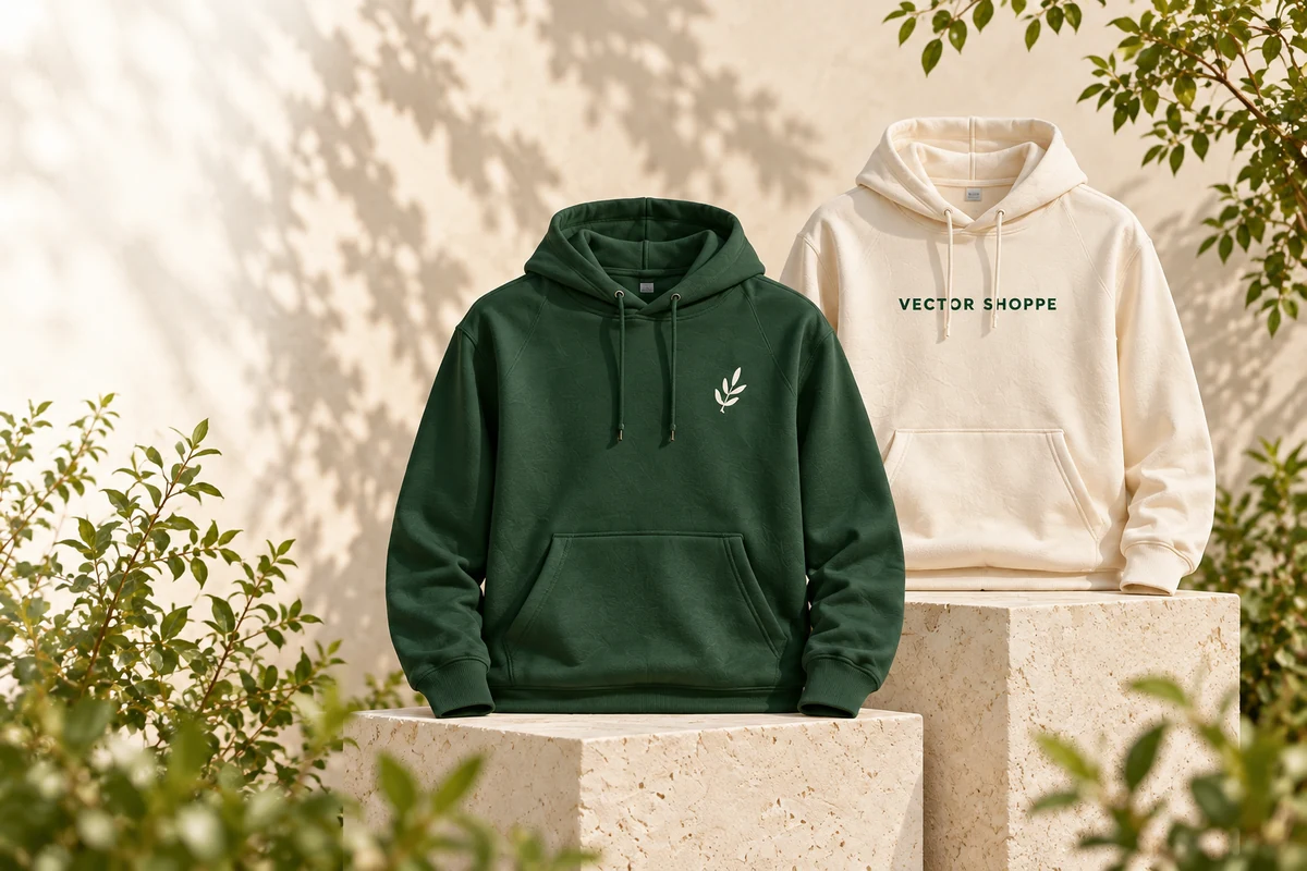Pullover Hoodies in forest green and cream