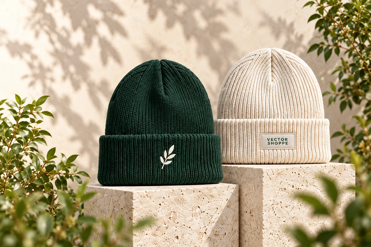 Toques in forest green and cream