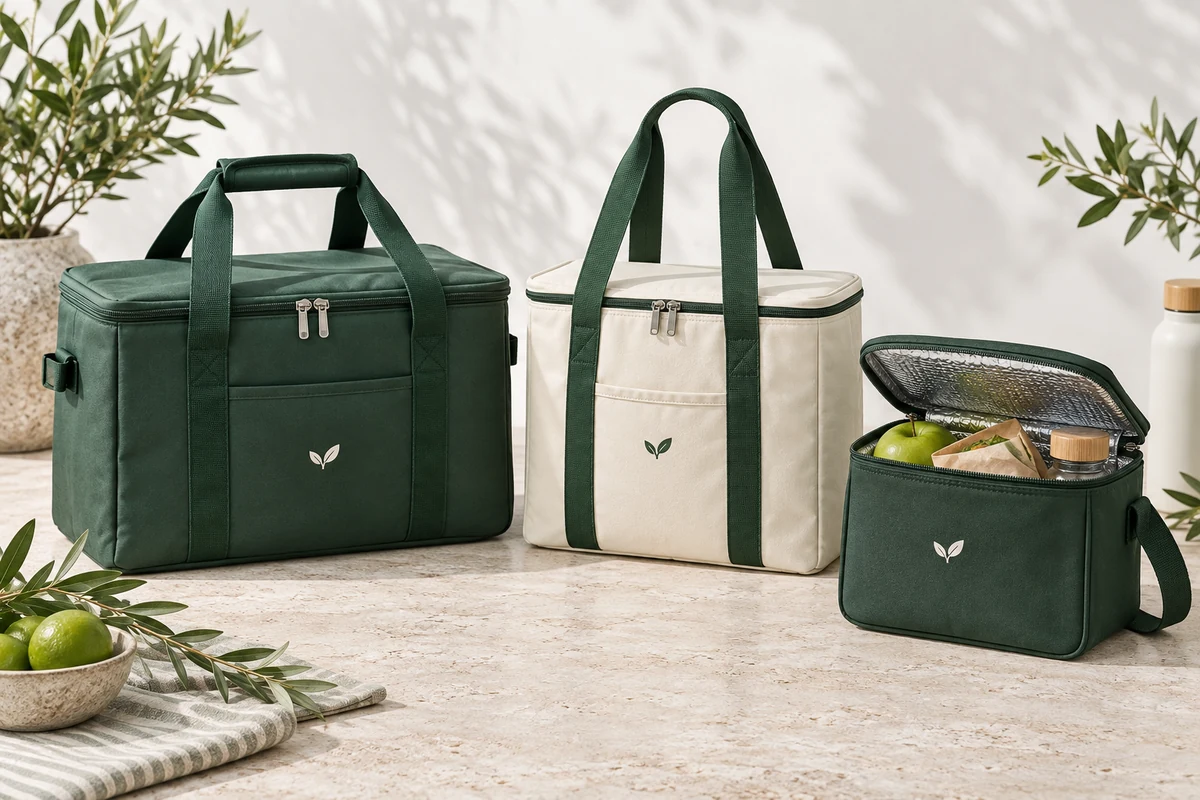 Cooler Bags in forest green and cream