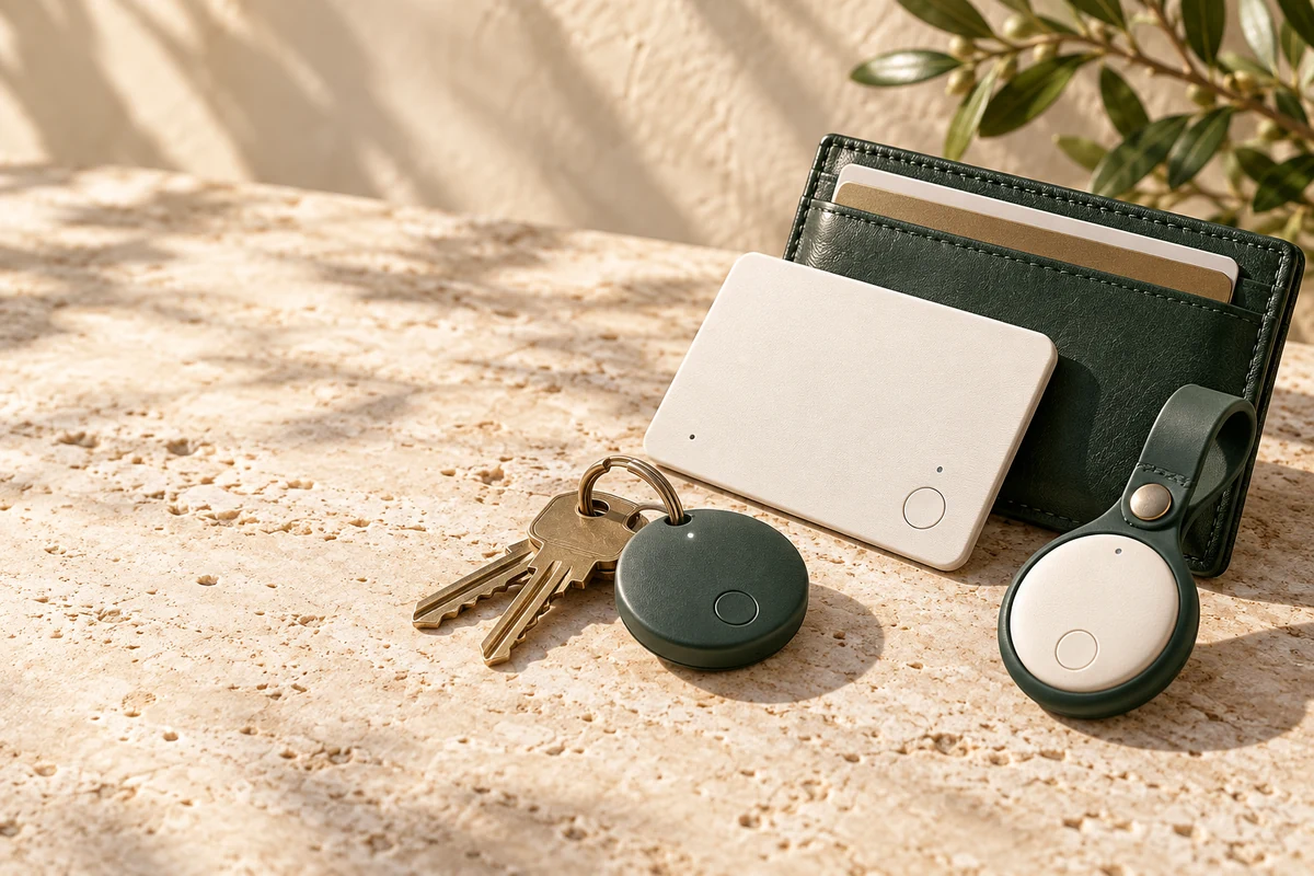 Bluetooth Trackers in forest green and cream