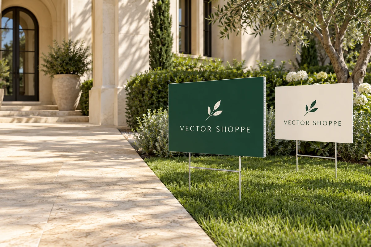 Coroplast Signs in forest green and cream