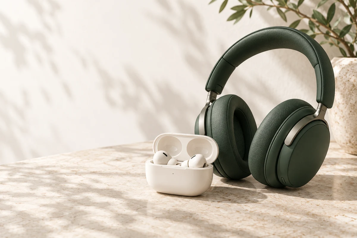 Headphones & Earbuds in forest green and cream