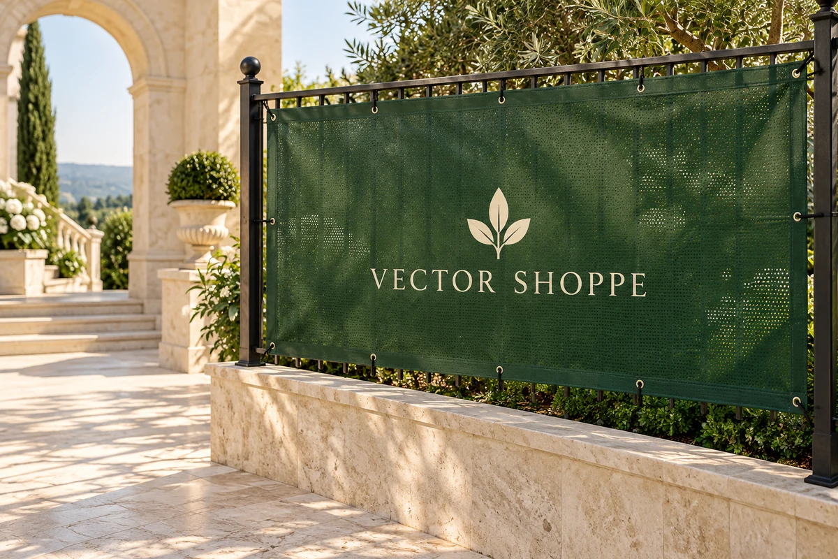 Mesh Banners in forest green and cream