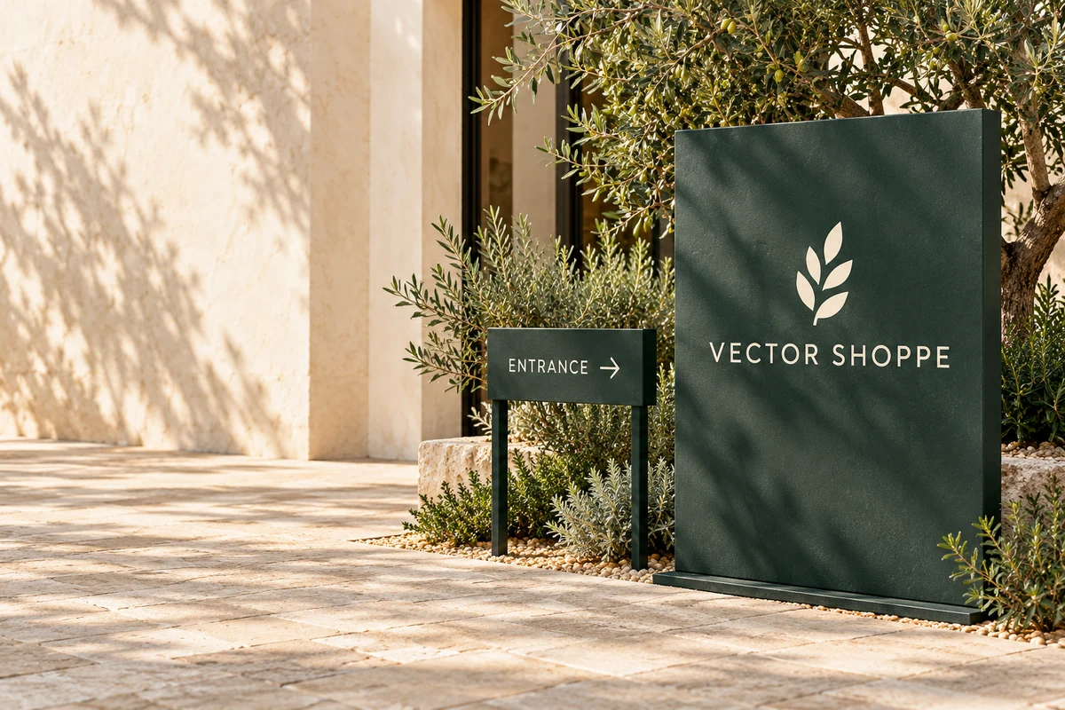 Outdoor Signs in forest green and cream