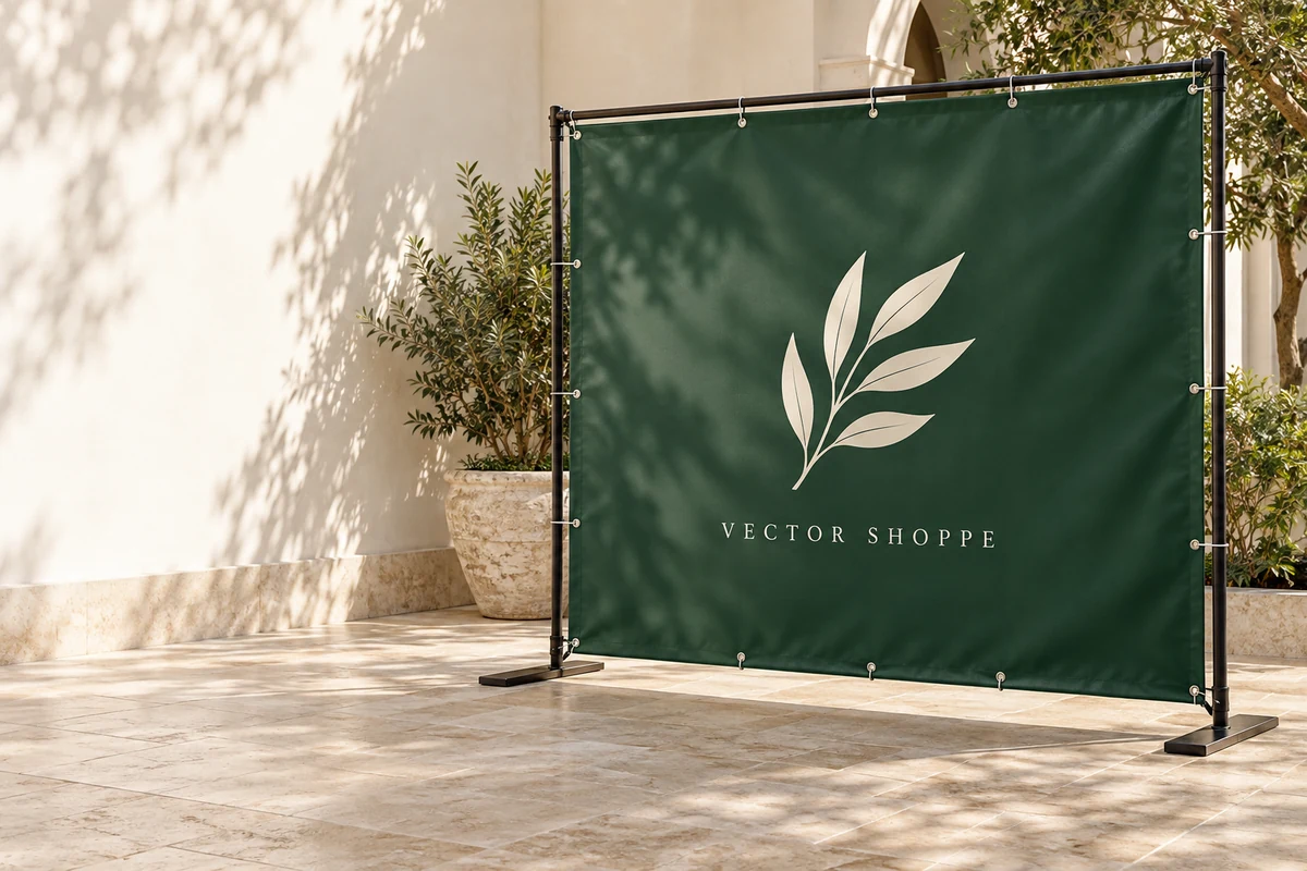 Vinyl Banners in forest green and cream