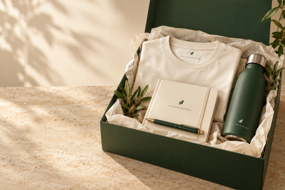 Welcome & Onboarding Kits in forest green and cream