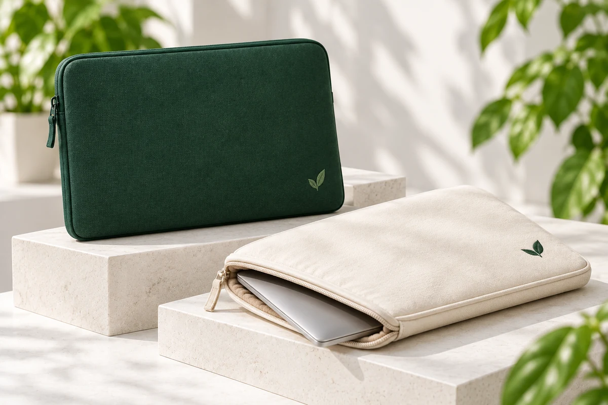 Laptop Sleeves in forest green and cream