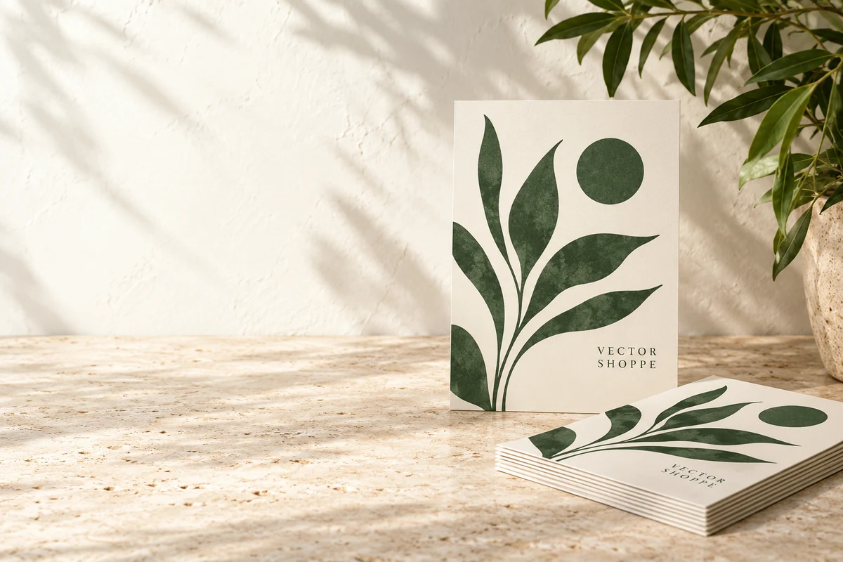 Flyers in forest green and cream